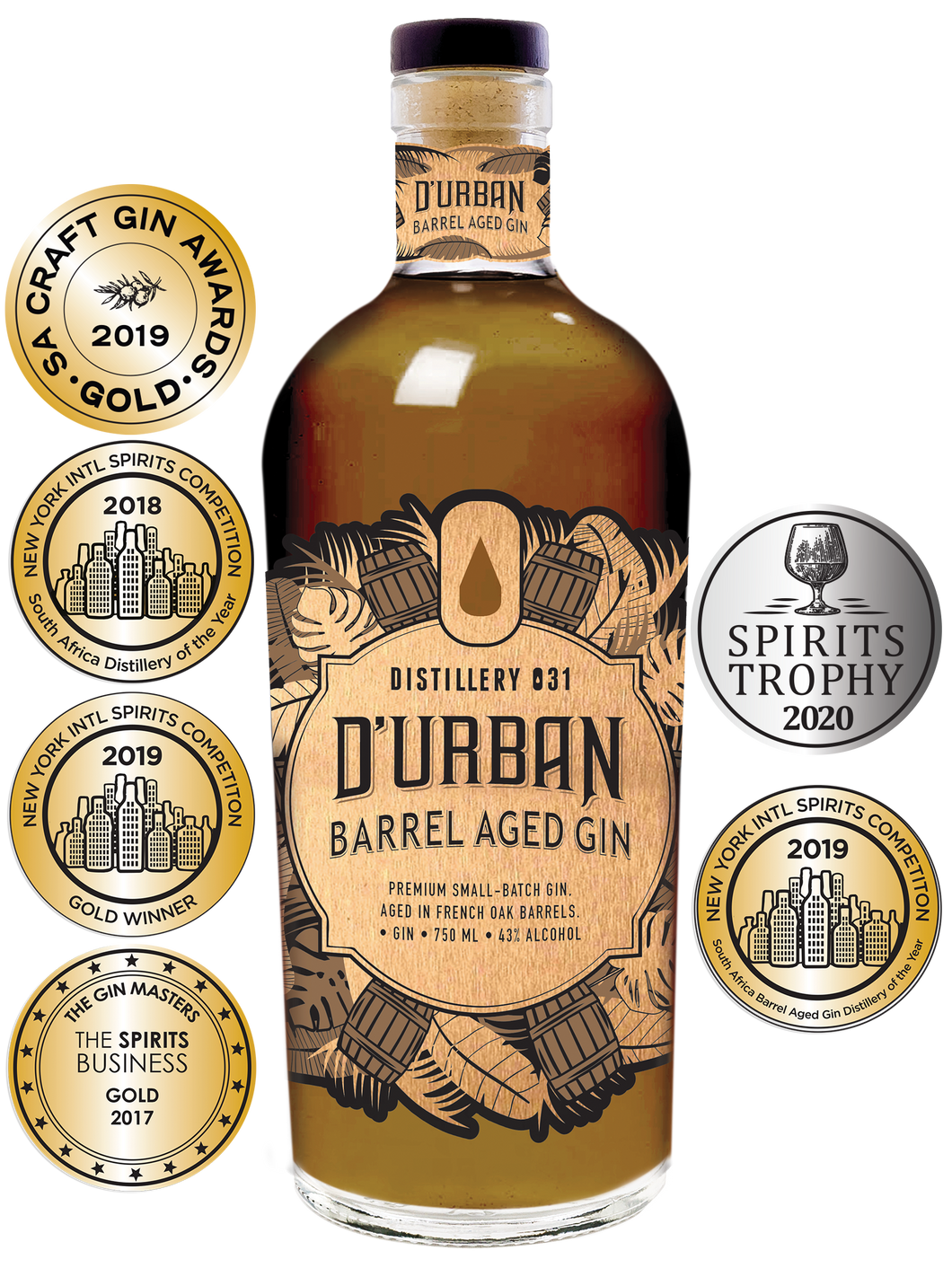 D'Urban Barrel Aged Gin 750ml (Distillery 031) D'Urban Barrel Aged Gin 750ml (Distillery 031)