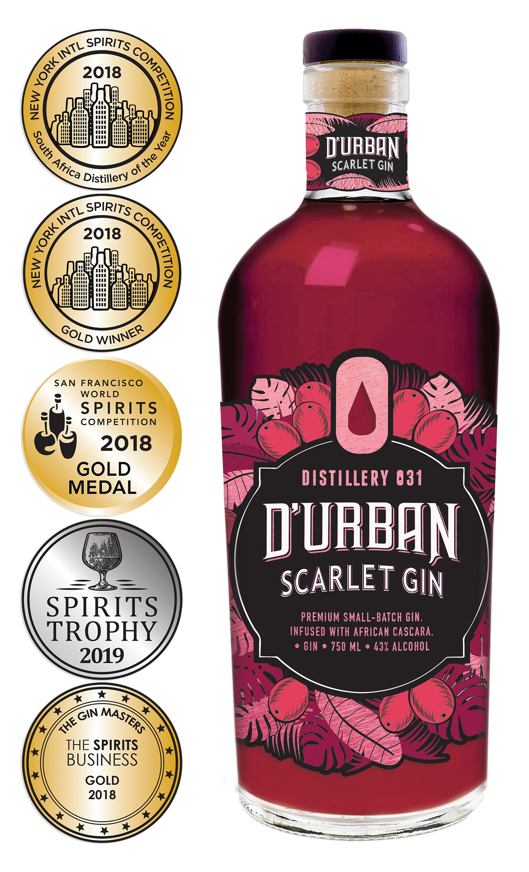 D'Urban Scarlet Gin 750ml (Distillery 031)